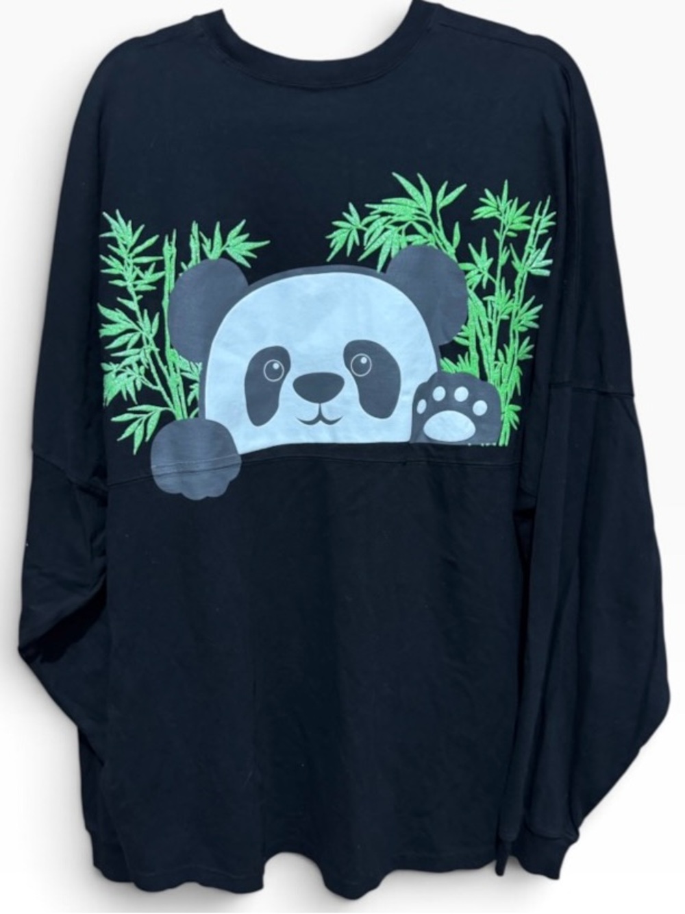 San Diego Zoo Panda Spirit Jersey Black Oversized Long Sleeve Graphic Tee XXL